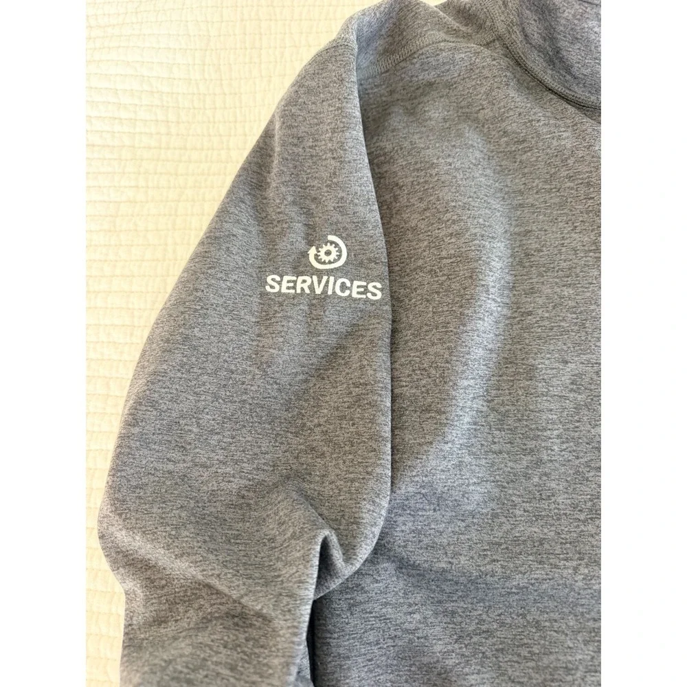 The North Face Mens XL Grey Quarter Zip Fleece Pullover Hensel Phelps Logo